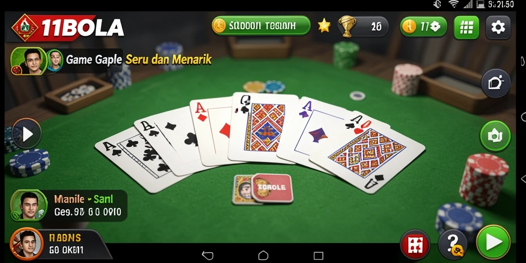 Tampilan gameplay seru Gaple di 11BOLA.
