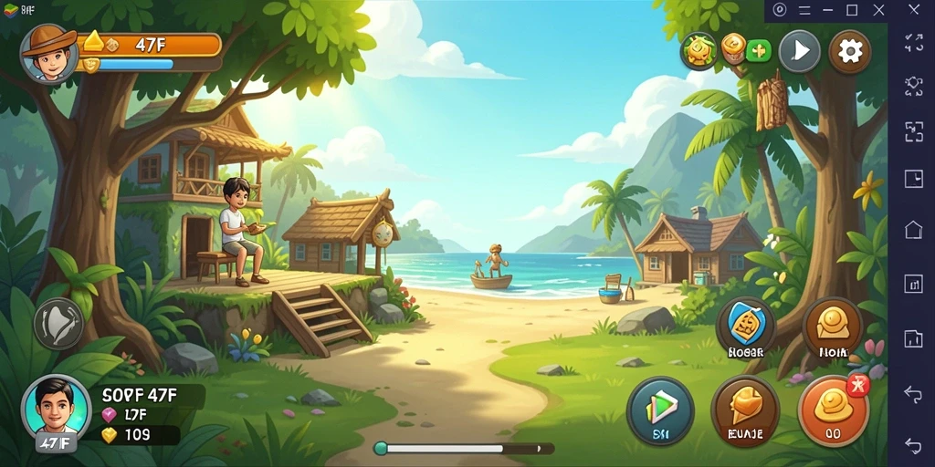 Tampilan gameplay 47F yang ceria dan mengasyikkan.