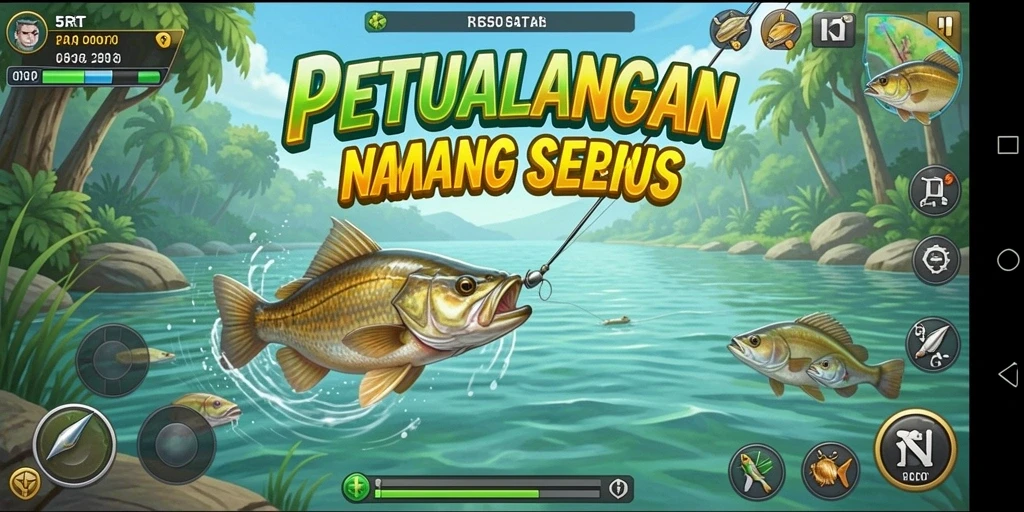 Gameplay seru di 5RT dengan suasana memancing yang realistis.