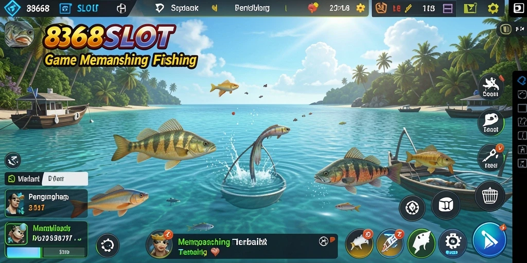 Screenshot main 8368SLOT dengan aksi menangkap ikan yang seru.