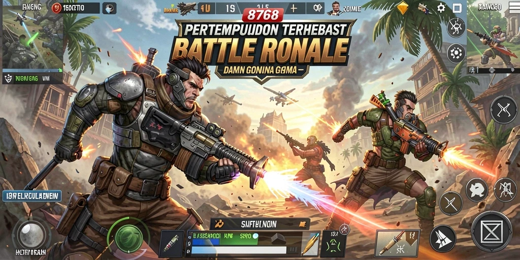 Gameplay seru dan menegangkan di 8768 Battle Royale.