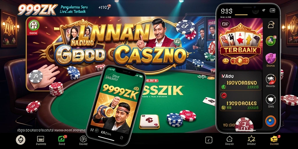 Screenshot utama 999ZK menampilkan dealer dan permainan Live Casino yang menarik.