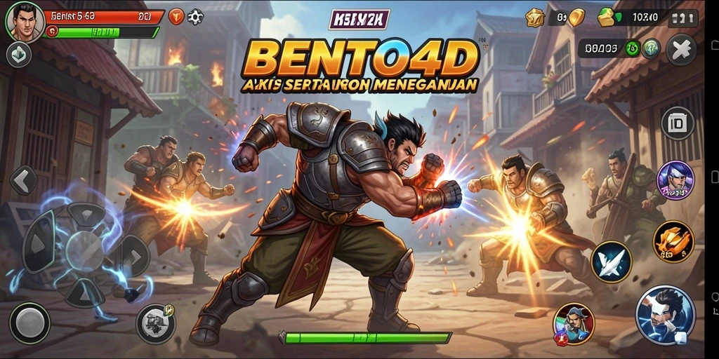 Tangkapan layar BENTO4D yang menunjukkan pertarungan hebat dalam gameplay Action.