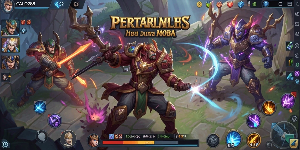 Tampilan gameplay seru di CALO288, pertarungan epik di arena MOBA.