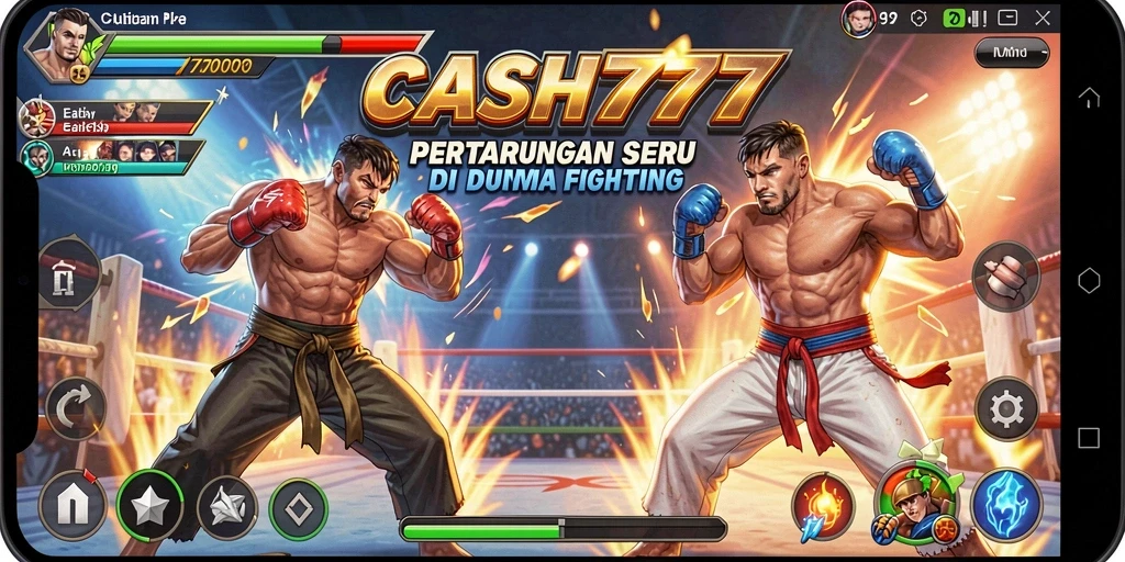 Screenshot utama CASH777 menampilkan aksi pertarungan yang seru.