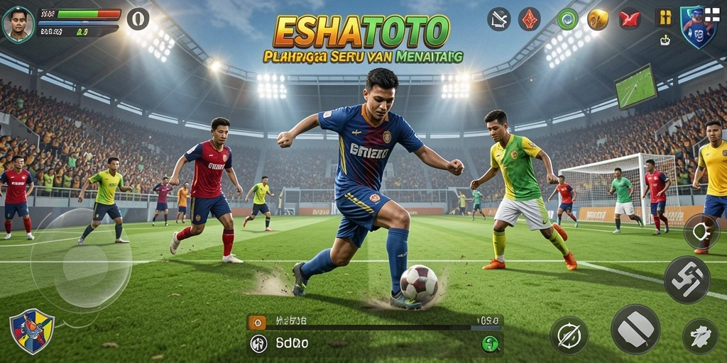 Screenshot gameplay ESHATOTO menampilkan momen seru dalam pertandingan olahraga.
