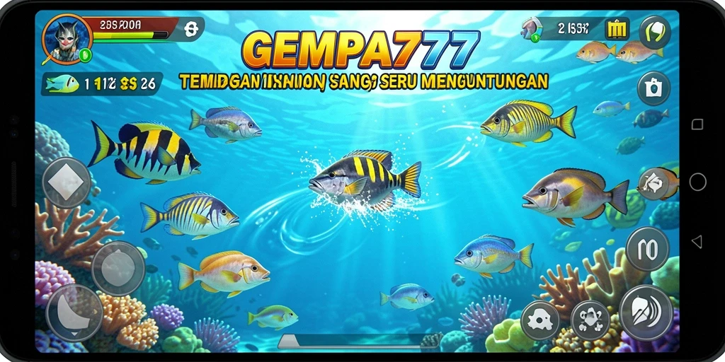 Tampilan gameplay seru dalam GEMPA777 dengan aksi tembak ikan.