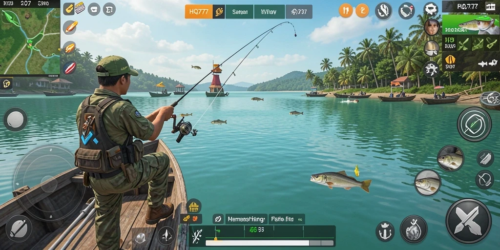 Tampilan menarik dari gameplay Fishing HQ777