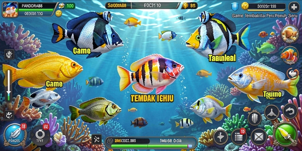 Tangkapan layar PANDORA88 menampilkan aksi seru dalam permainan Tembak Ikan.