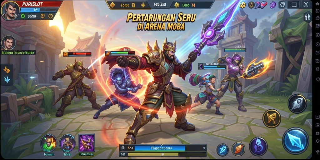 Gameplay seru dan intens dari PURISLOT yang menampilkan karakter-karakter unik.
