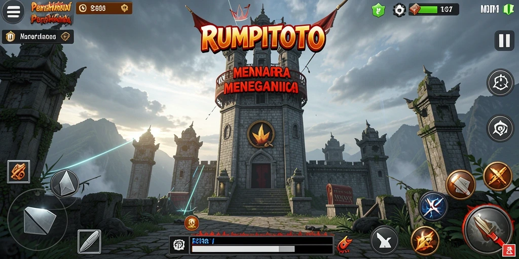 Screenshot RUMPITOTO menampilkan gameplay menara pertahanan yang seru.