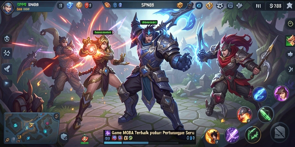 Tangkapan layar menampilkan aksi seru dalam permainan MOBA SPN88.