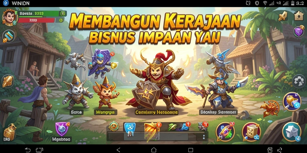 Tampilan gameplay WINIDN saat membangun kerajaan bisnis.
